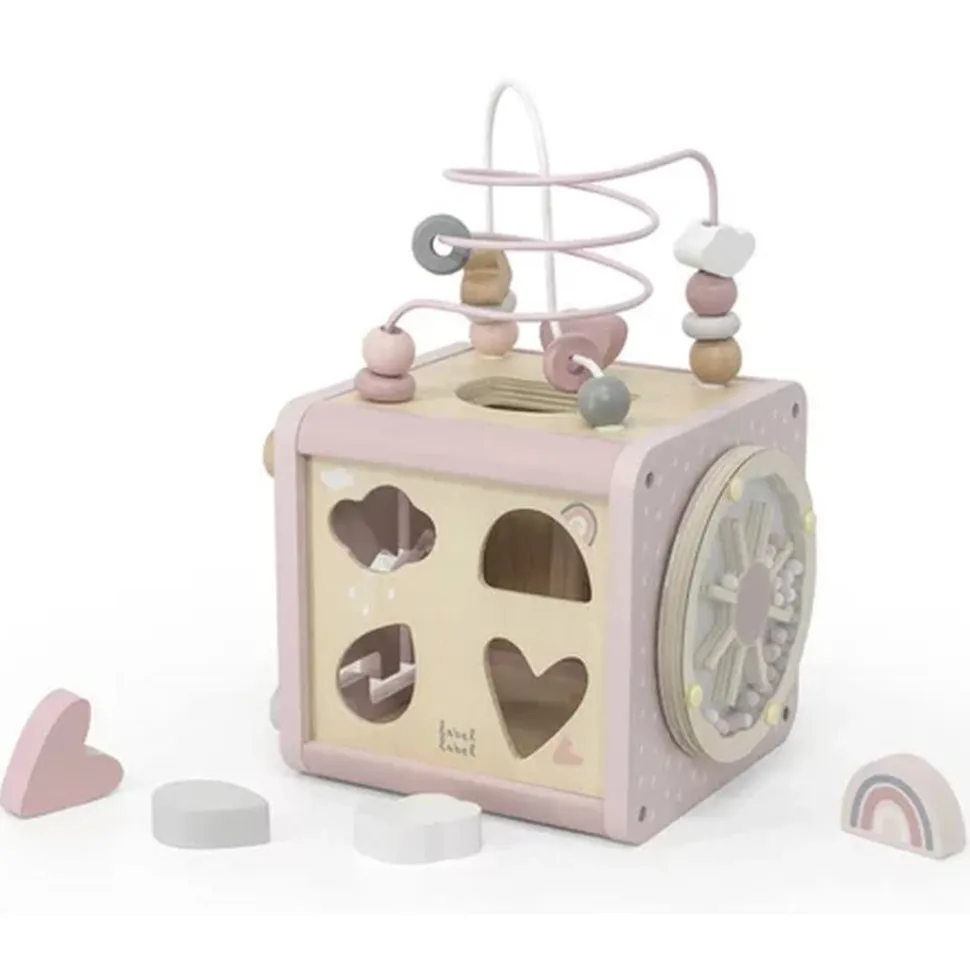 Cube d'activités en bois - rose