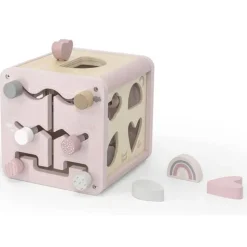 Cube d'activités en bois - rose