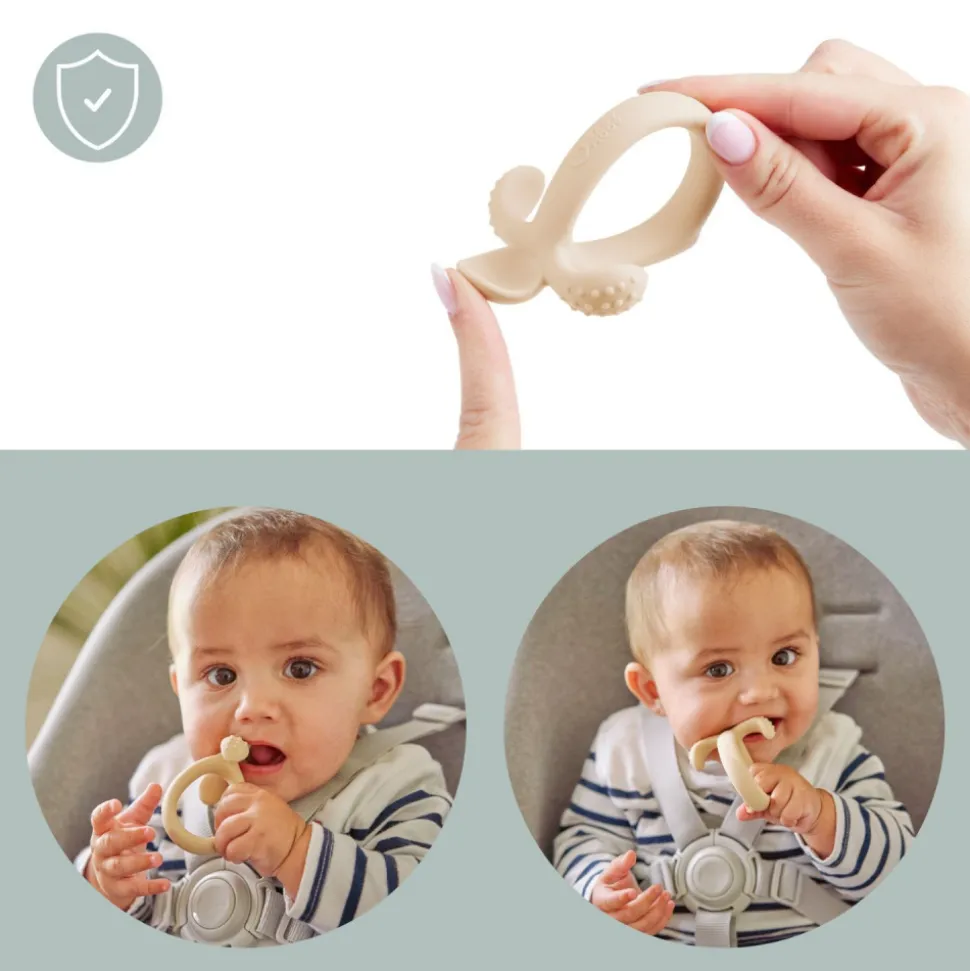 Cuillère de dentition 2 en 1 bébé silicone beige