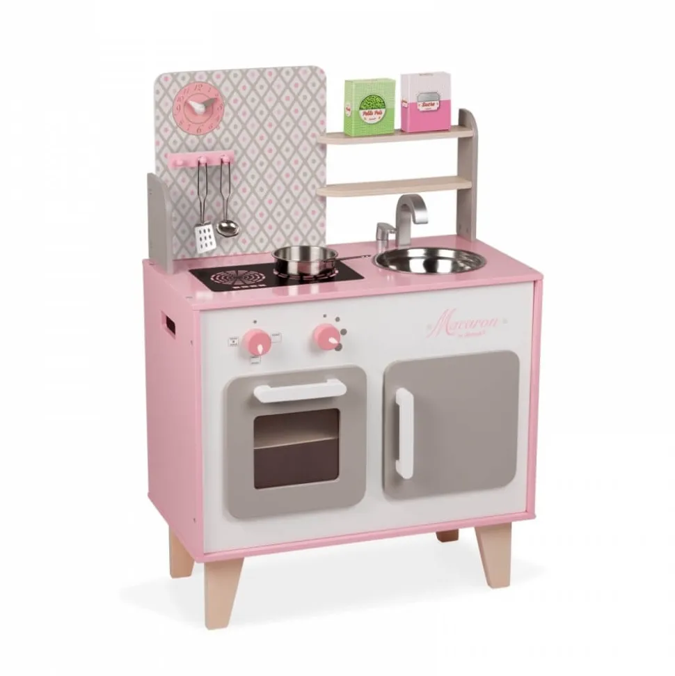 Cuisine enfant en bois macaron rose