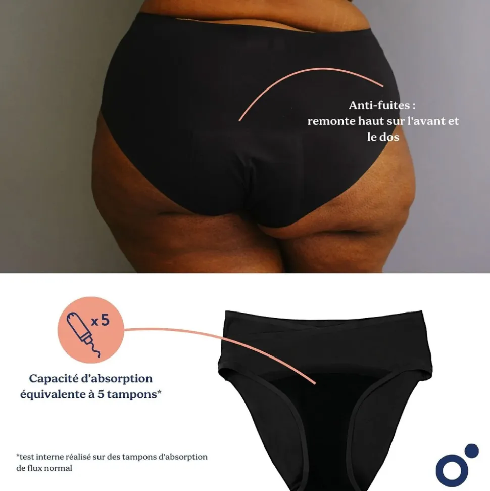 Culotte post partum et menstruelle flowly black 3xl/4xl/5xl