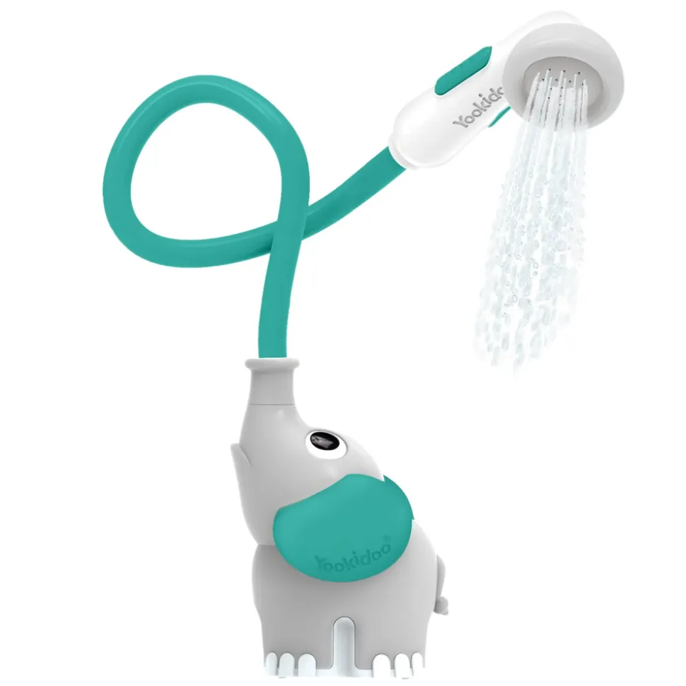 Douchette de bain éléphant gris et vert forêt