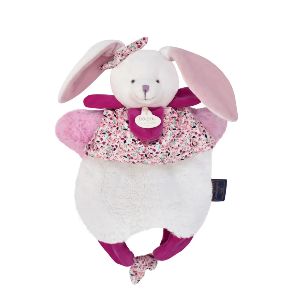 Doudou amusette lapin cerise