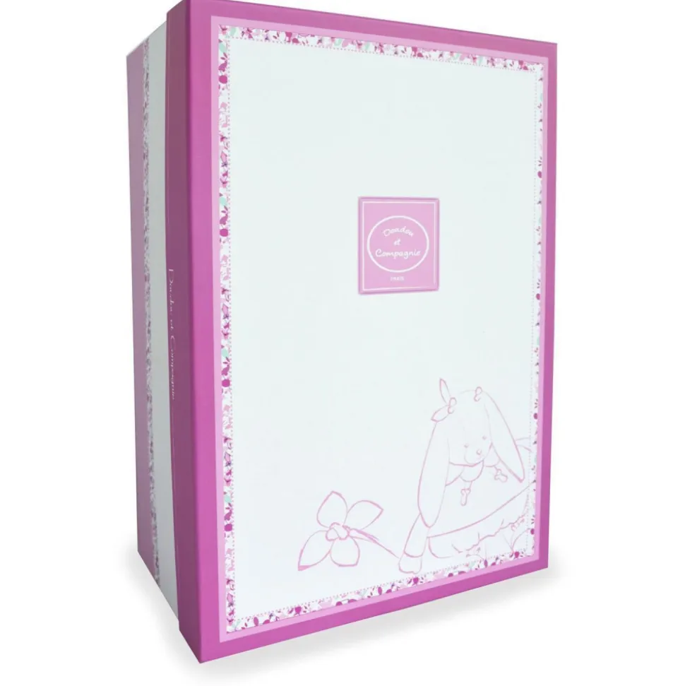 Doudou attache sucette lapin cerise