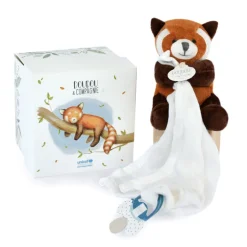 Doudou attache sucette panda roux unicef