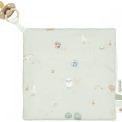 Doudou attache-tétine en gaze de coton - little farm