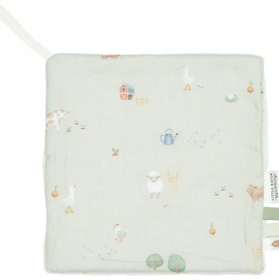 Doudou attache-tétine en gaze de coton - little farm