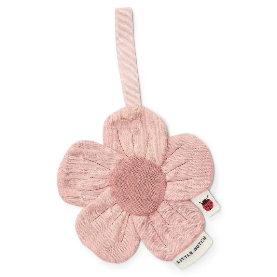 Doudou attache-tétine en gaze de coton fleur - fairy garden