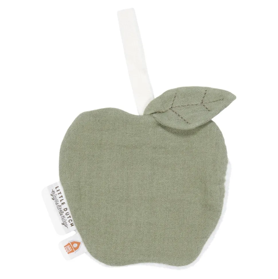 Doudou attache-tétine en gaze de coton pomme - pure olive
