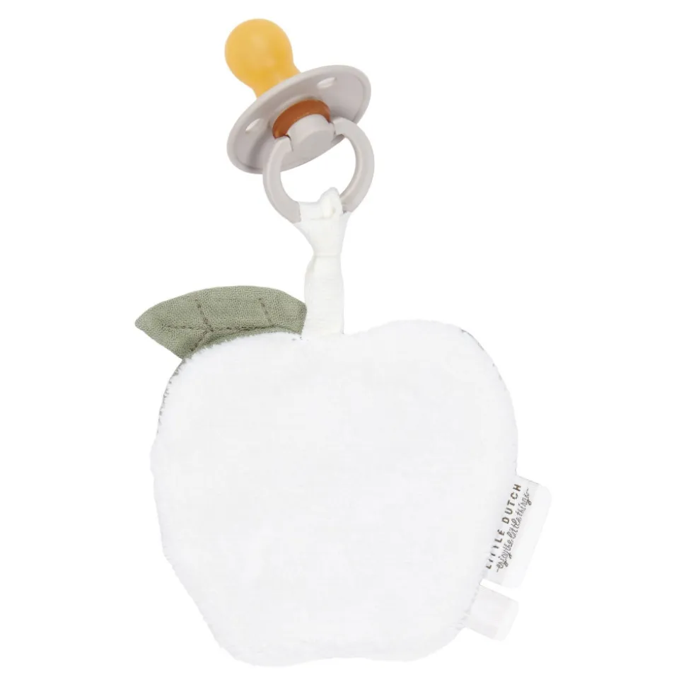 Doudou attache-tétine en gaze de coton pomme - pure olive