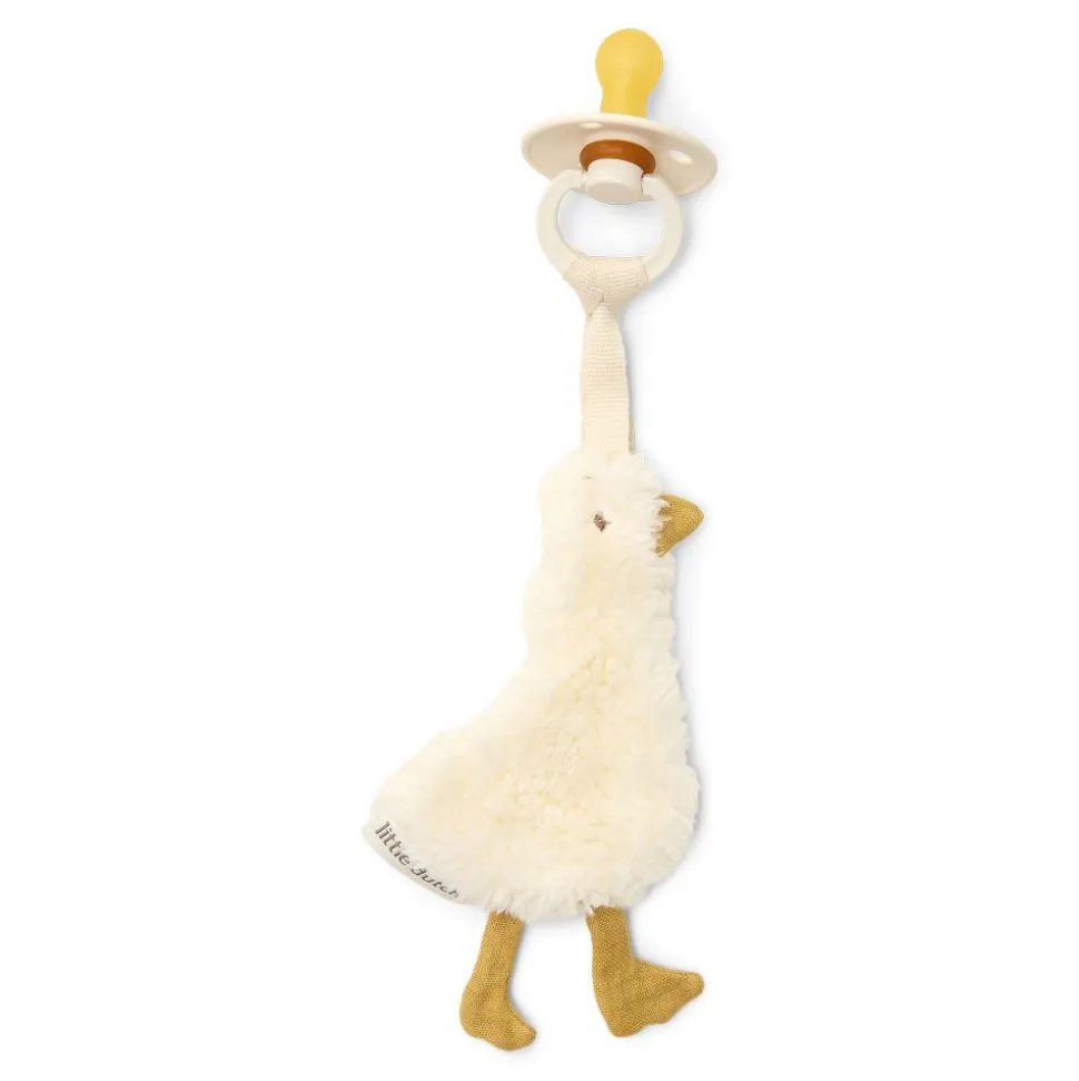 Doudou attache-tétine en gaze de coton - oie