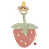 Doudou attache-tétine en gaze de coton - fraise