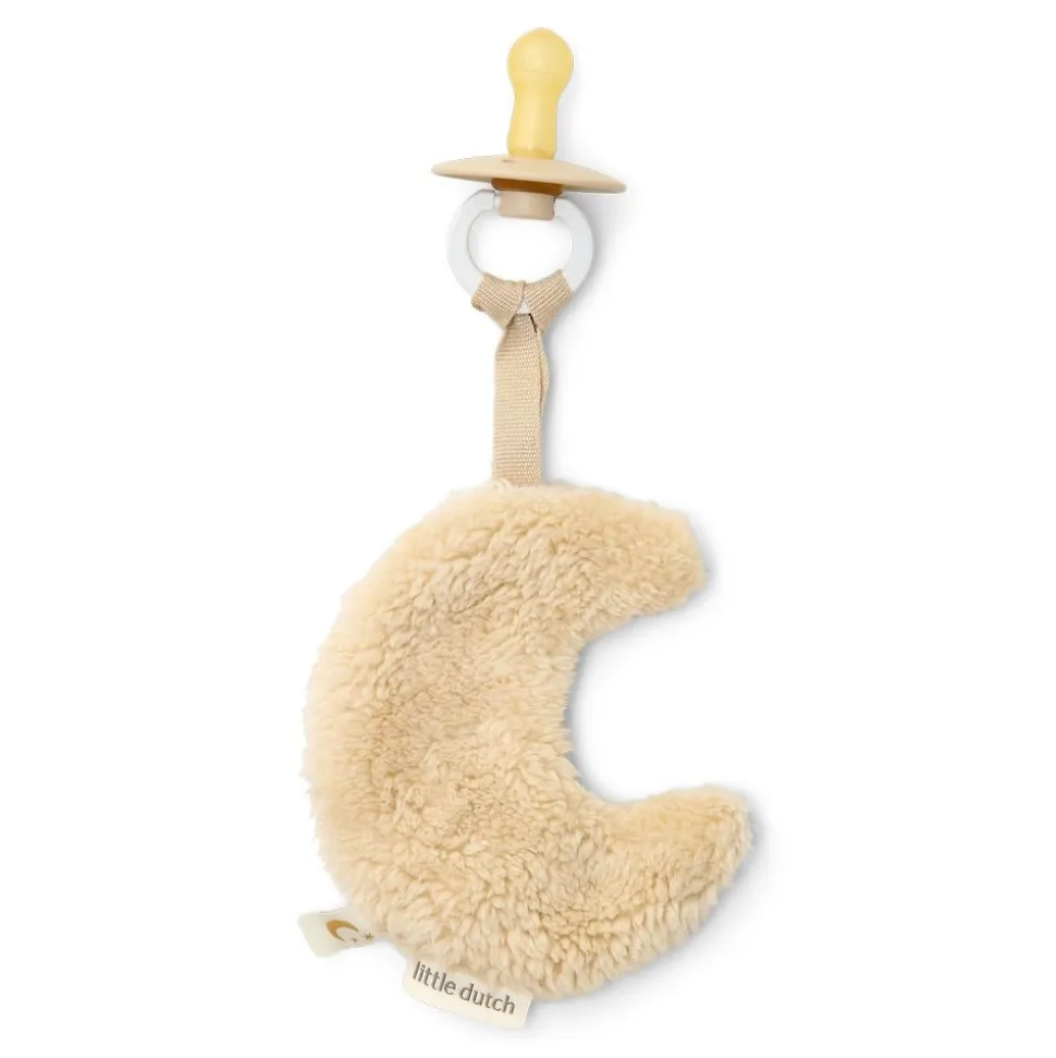 Doudou attache-tétine lune - pure soft beige
