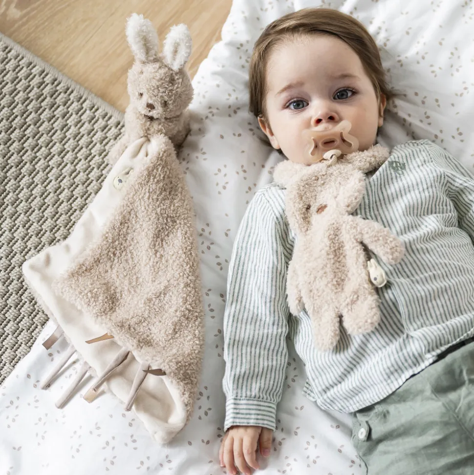 Doudou câlin lapin teddy bouclette beige