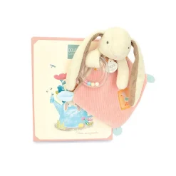 Doudou hochet lapin rose