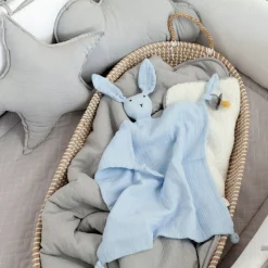 Doudou lange lapin bleu ciel