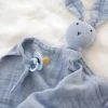 Doudou lange lapin bleu ciel de gris