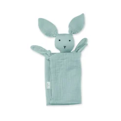 Doudou lange lapin vert de gris mint