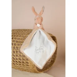 Doudou lapin mouchoir 10 cm beige