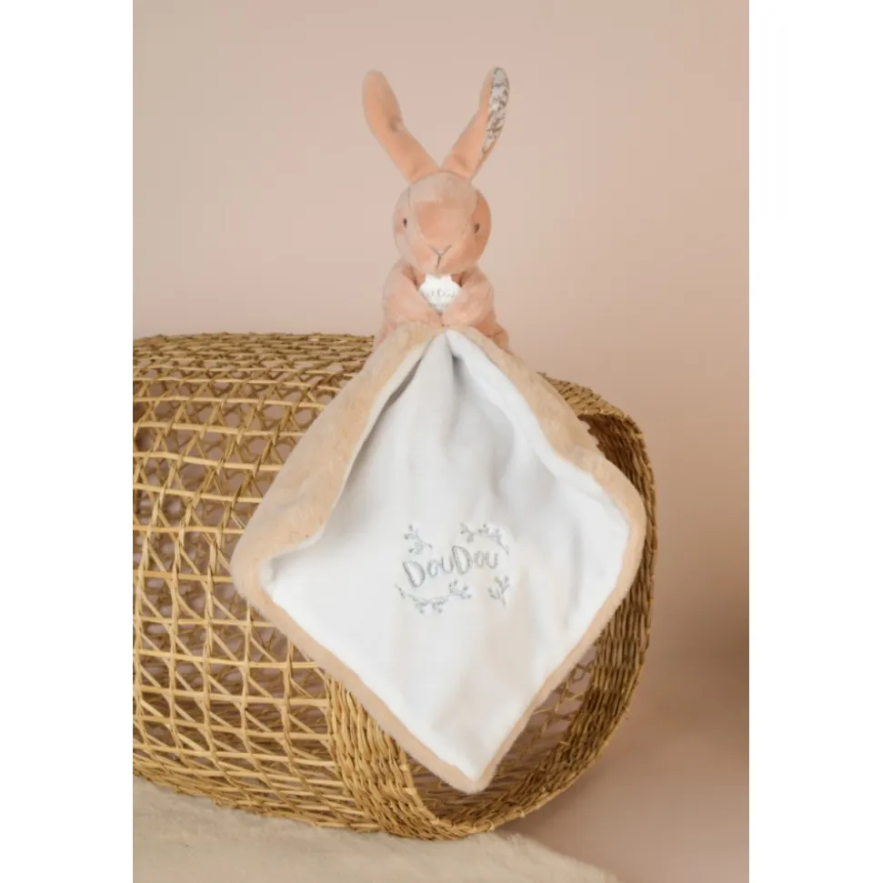 Doudou lapin mouchoir 10 cm beige