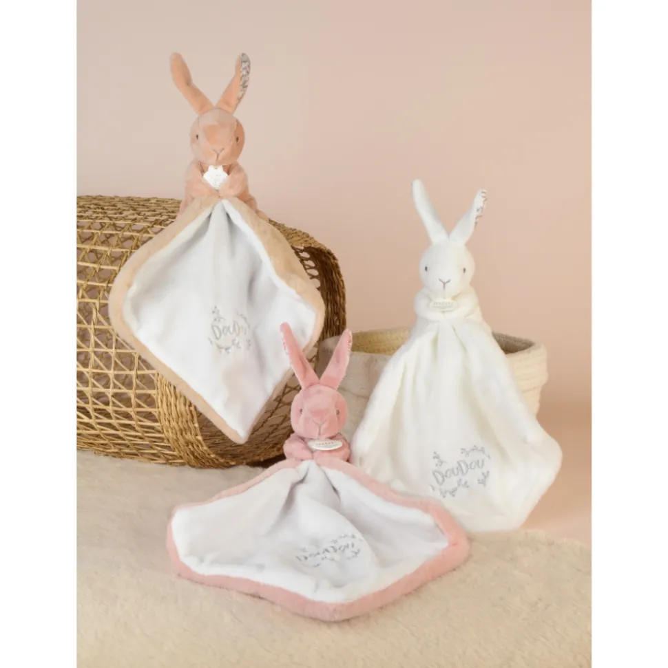 Doudou lapin mouchoir 10 cm beige