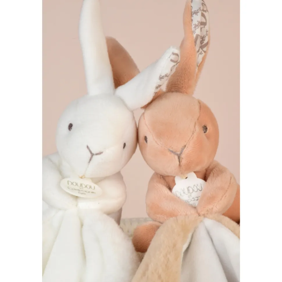 Doudou lapin mouchoir 10 cm blanc
