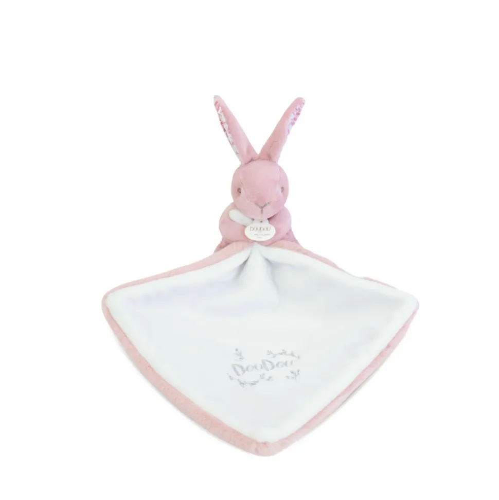 Doudou lapin mouchoir 10 cm rose