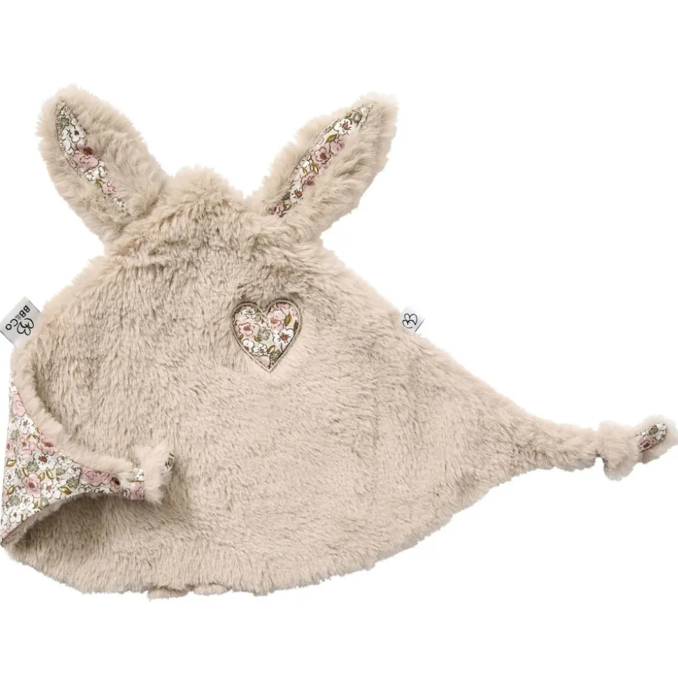 Doudou lapin petit c?ur - liberty / fausse fourrure beige