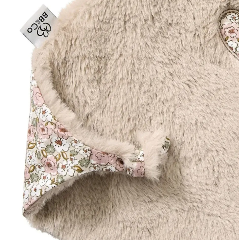 Doudou lapin petit c?ur - liberty / fausse fourrure beige