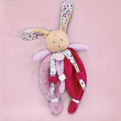 Doudou lapin poupi rose