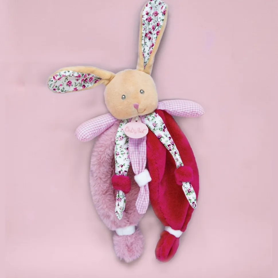Doudou lapin poupi rose