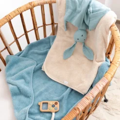 Doudou lapin 40x40 cm turquoise