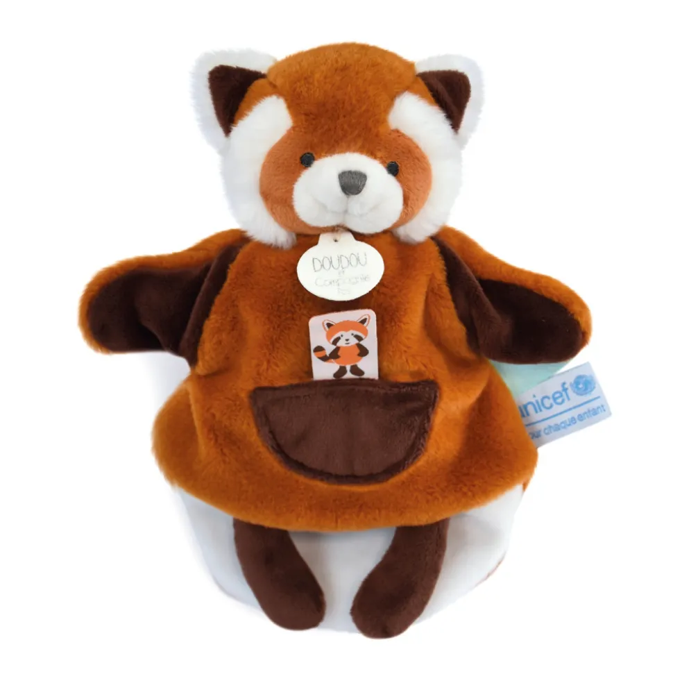 Doudou marionnette unicef panda roux