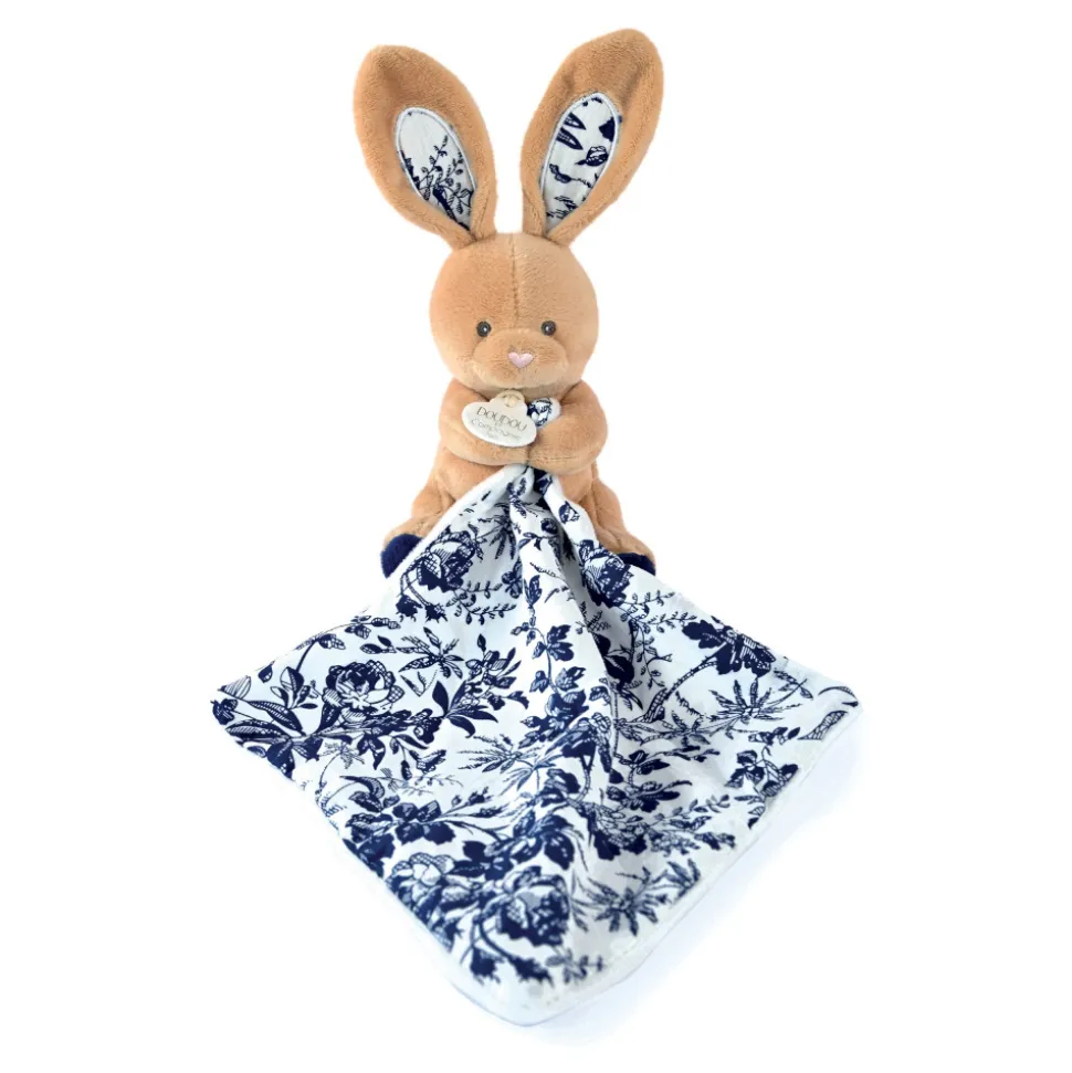 Doudou mouchoir boh'aime lapin marine