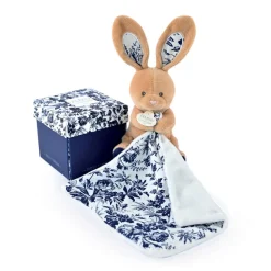 Doudou mouchoir boh'aime lapin marine