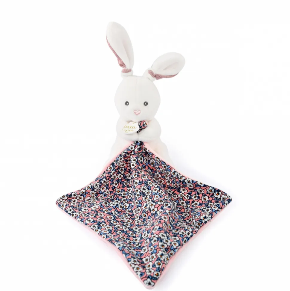 Doudou mouchoir boh'aime lapin rose