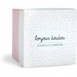 Doudou mouchoir boîte fleur lapin rose