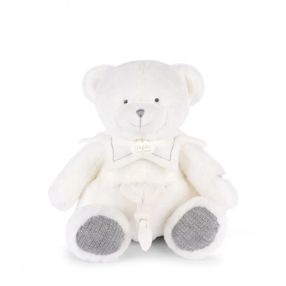Doudou mouchoir ours 30 cm argent