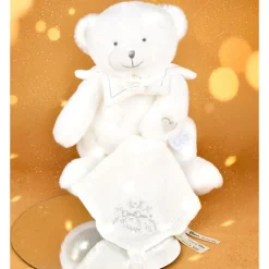 Doudou mouchoir ours 30 cm blanc