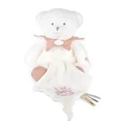 Doudou mouchoir ours 30 cm rose