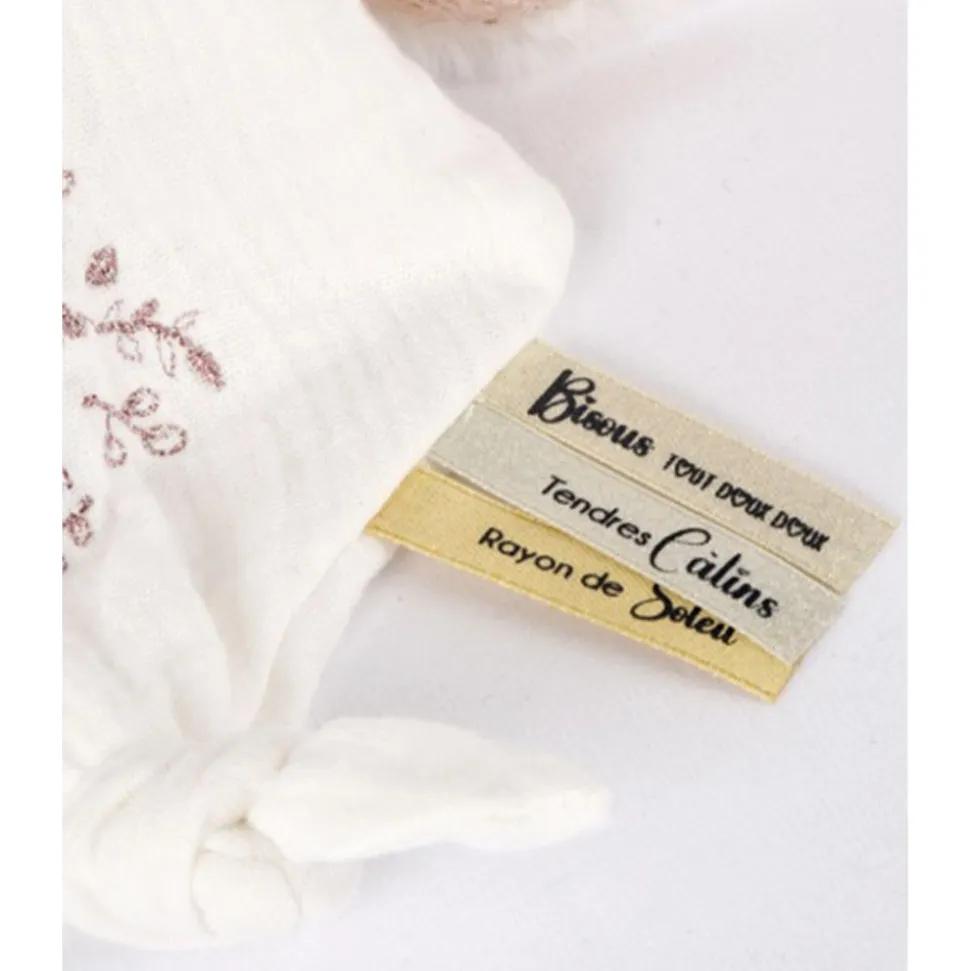 Doudou mouchoir ours 30 cm rose