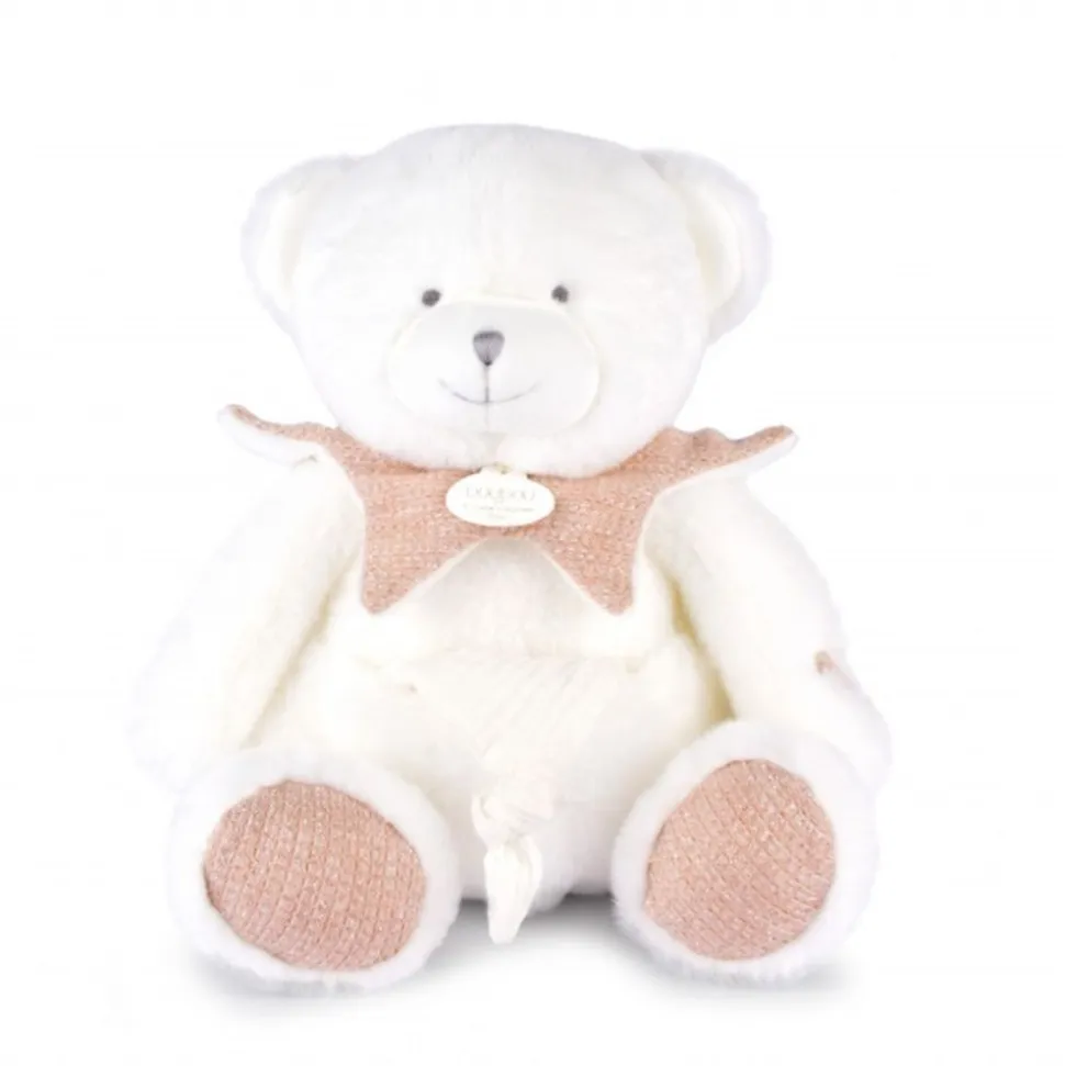 Doudou mouchoir ours 30 cm rose