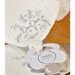 Doudou pantin attache sucette ours 20 cm blanc