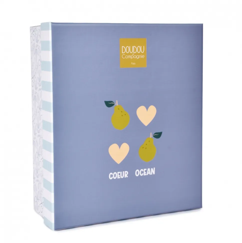 Doudou pantin lapin avec donut 20 cm cœur océan