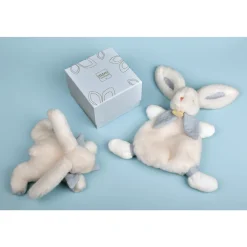 Doudou pantin lapin bonbon 20 cm bleu gris