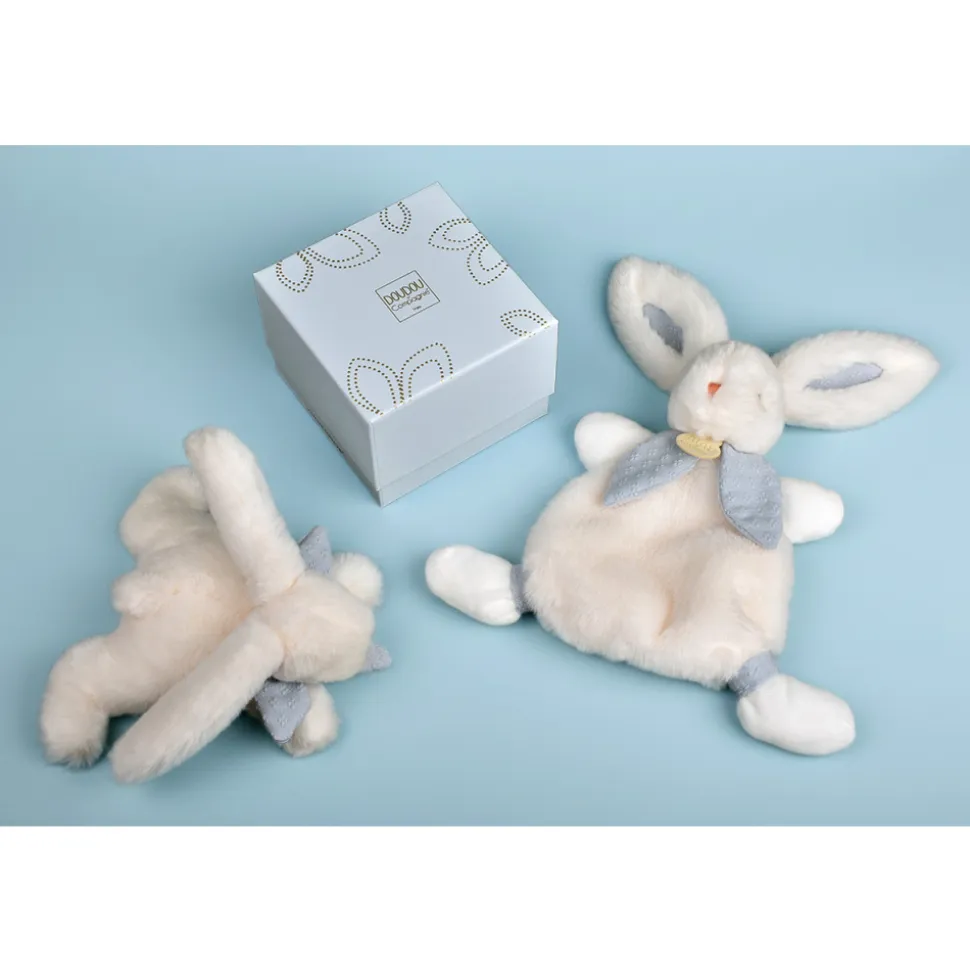 Doudou pantin lapin bonbon 20 cm bleu gris