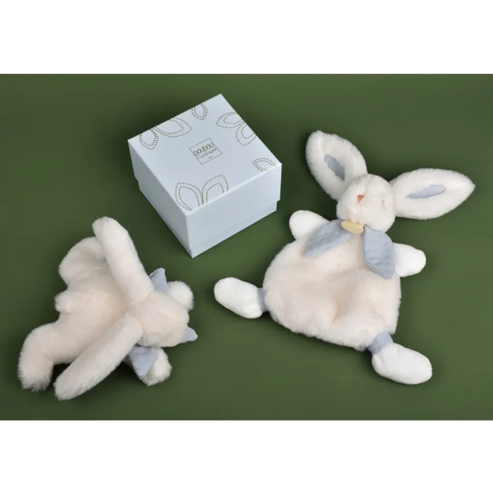 Doudou pantin lapin bonbon 20 cm bleu gris