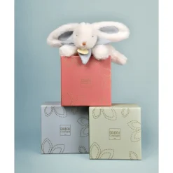 Doudou pantin lapin bonbon 20 cm bleu gris