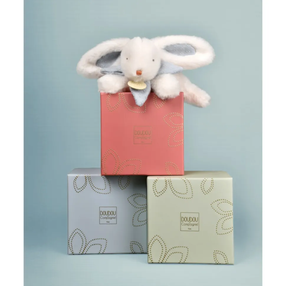 Doudou pantin lapin bonbon 20 cm bleu gris