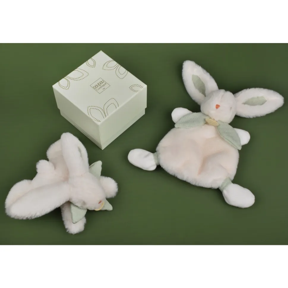 Doudou pantin lapin bonbon 20 cm sauge